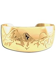 14K Yellow Gold Western Range Sun Mountain Bracelet. Made in USA.