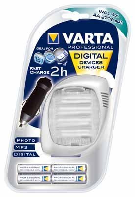 Varta Professional Ladegeraet inkl. NiMH AA Mignon 2700 mAh 4er Pack und 12V-Kfz-Ladeadapter