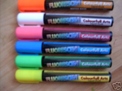 Pack Of 6 Fluorescent Liquid Chalk Markers