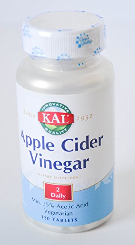 Kal Apple Cider Vinegar Dietary Supplement Min. 35% Acetic Acid Vegetarian 120 Tablets