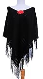 Handmade Lightweight Poncho - Classic Black (100% Crocheted By Hand Border)