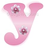“y” Pink Daisy Flower Alphabet Letter Name Wall Sticker – baby nursery girls room decor baby nursery girls room decor decoration decorations mural stickers bedroom