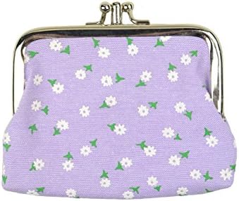 Fashion Women's Cute Classic Exquisite Buckle 2 Pockets Coin Purse (purple-little-flower)