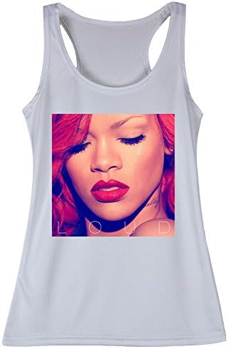 Justtee Women Music Album Cover Background Serie White Tank Top (Medium, Tdc0190-white)