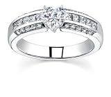 0.98 CT HEART DIAMOND 18K WHITE GOLD RING NEW