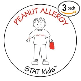 STAT KIDS Allergy Alert Stickers, Peanut Allergy (Pack of 3)