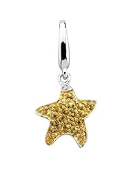 14K Two-Tone Gold Yellow Sapphire and Diamond Starfish Charm/Pendant -- LIFETIME WARRANTY