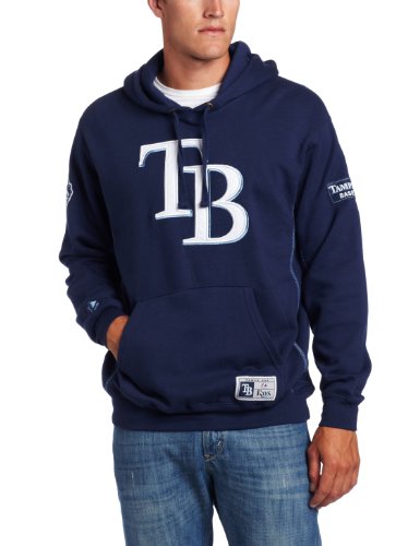 MLB Men's Tampa Bay Rays Be Proud Long Sleeve Hooded Fleece Pullover, Athletic Navy/Coastal Blue, XX-Large