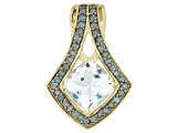 14KT 1.90CT AQUAMARINE AND .38CTW IRRADIATED BLUE DIAMOND PENDANT