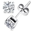 2.00 Carat Cubic Zirconia Earrings. Set in 925 Sterling Silver Nickel Free Settings. 6.50mm Each Round Stone. 1.00 Carat Each. Nickel Free