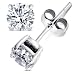 2.00 Carat Cubic Zirconia Earrings. Set in 925 Sterling Silver Nickel Free Settings. 6.50mm Each Round Stone. 1.00 Carat Each. Nickel Free