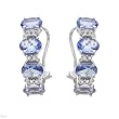 Earrings With 3.35ctw Precious Stones - Genuine Diamonds and Tanzanites 14K White Gold Length 20mm