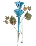 20 Blue & Silver Glittered Trumpet Flower Christmas Spray