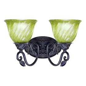 Westinghouse 69045 Cedar Forrest Two-Light Wall Fixture, Antique Bronze Finish with Seeded... by Westinghouse