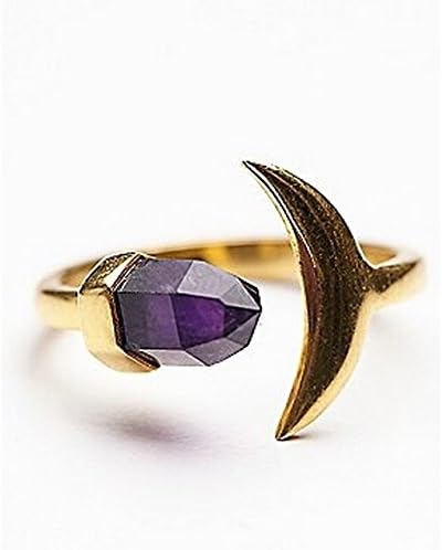 Amethyst Moon Ring Purple Stone Midi Gold Ring February Birthstone