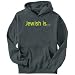 Hoodie Mens Dark Silver " Jewish IS " Religions Medium