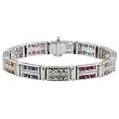 14K White Gold Multi-Color Sapphire and Diamond Bracelet