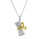 10k Two-Tone Gold Diamond Graduation Diploma Pendant (1/10 cttw, I-J Color, I3 Clarity), 18
