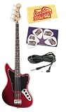 Squier by Fender Vintage Modified Jaguar Bass Special HB Bundle with 10-Foot Instrument Cable, Pick Card, and Polishing Cloth - Candy Apple Red, Rosewood Fretboard Squier by Fender Vintage Modified Jaguar Bass Special HB Bundle with 10-Foot Instrument Cable, Pick Card, and Polishing Cloth - Candy Apple Red, Rosewood Fretboard