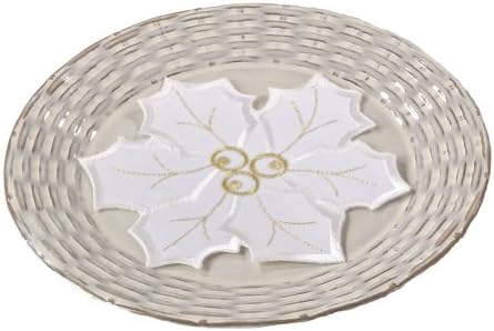Holiday Design Embroidered and Cutwork Flower Doily Coaster, Set of 4 (ivory)