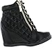 Link Gladys-25K Children Girl's Comfort Hidden Wedge Lace Up Quilted Sneakers