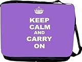 RikkiKnight® Keep Calm and Carry On - Violet Messenger Bag - Book Bag ***with matching coin purse wallet*** -School Bag - Reporter Bag - Unisex - Ideal Gift for all occassions!