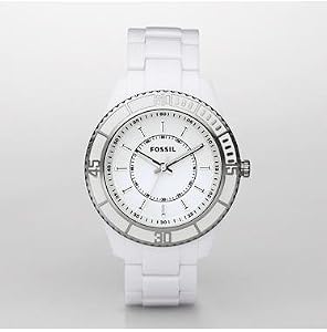 Fossil Stella White Dial Plastic Bracelet Ladies Watch ES2442