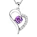 SJS Collection Forever in My Heart Sterling Silver Pendant Necklace w/ 9 AAA Cubic Zirconia Diamonds. 18