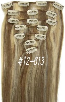 15'' 7pcs Fashional Clips in Remy Human Hair Extensions21 Colors for Women Beauty Hot Sale 70g (Mix Color #12/613)