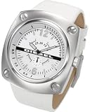 Diesel #DZ1229 Men's Oversize Split Level Watch with White Leather Strap