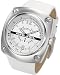 Diesel #DZ1229 Men's Oversize Split Level Watch with White Leather Strap