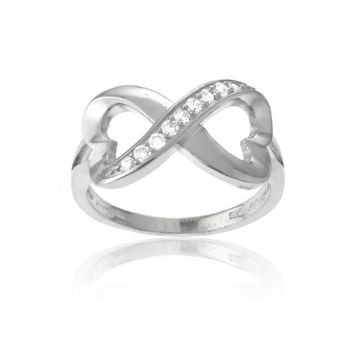 Sterling Silver Band Clear CZ Diamonds 2-Hearts Infinity Design ... Sterling Silver Band Clear CZ Diamonds 2-Hearts Infinity Design ...