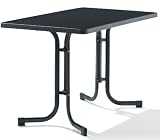 SIEGER 233/G Boulevard-Klapptisch, 115 x 70 cm, Stahlrohrgestell eisengrau, Mecalit-Pro-Tischplatte Schieferdekor anthrazit, Tischh�he ca. 72 cm