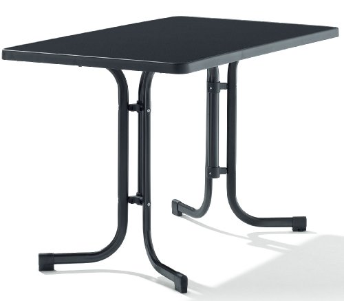 SIEGER 233/G Boulevard-Klapptisch, 115 x 70 cm, Stahlrohrgestell eisengrau, Mecalit-Pro-Tischplatte Schieferdekor anthrazit, Tischhöhe ca. 72 cm