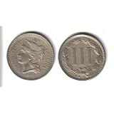 1865 3 Cent Nickel Civil War Piece 1st Year Issue of Old Antique US Coin - Lovely!