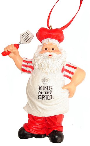 "King of the Grill" Santa Holding Spatula Christmas Ornament #W3602