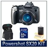 Canon Powershot SX20IS 12.1MP Digital Camera with 20x Wide Angle Optical Image Stabilized Zoom and 2.5-inch Articulating LCD Bundle w/ 2GB SD Memory, Case and Lens Cleaning Kit