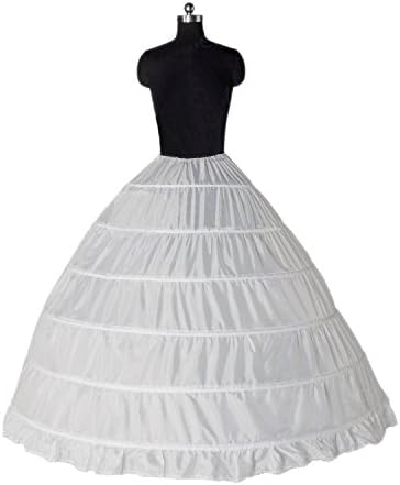 Women 6 Hoops Crinoline Petticoats Slips Underskirt Floor Length for Bridal Gown