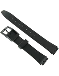 12mm Milano Rubber PVC Plain Black Flexible Replacement Watch Band for Standard Ladies Swatch Watch