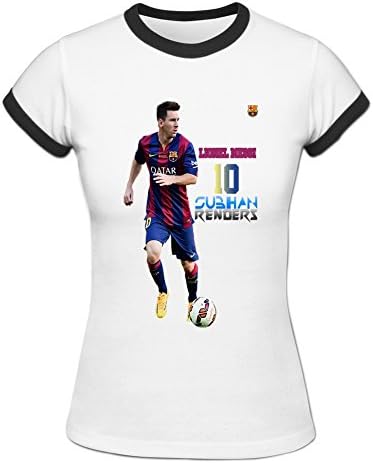 Pokiyod Women's Classic Cool Lionel Messi Barcelona Club European Football And Mr. Cotton Ringer T Shirt XXL White