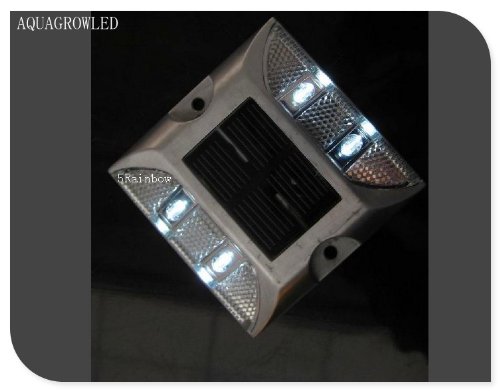 5rainbow® 4 Pcs White Flash Aluminium Alloy Solar Road Stud Path Deck Dock LED Lights (4 Packs Per Lot)