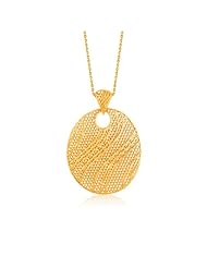 Italian Design 14K Yellow Gold Oval Lattice Pendant