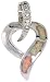 Sterling Silver Open Heart Slide / Pendant, Inlaid w/ Lab Opal with CZ, 1 inch (25 mm) tall,
