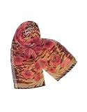 Basile Flower & Animal Print Chiffon Silk Long Scarf Red