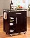 Black Kitchen Cart With Nickel Finish Hardware