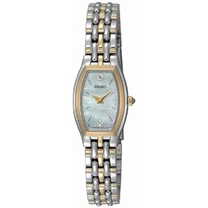 Seiko Women's SUJG16 Dress Two-Tone Solid Stainless-Steel Case and Bracelet 2 Diamonds White Mother-of-Pearl Dial Watch