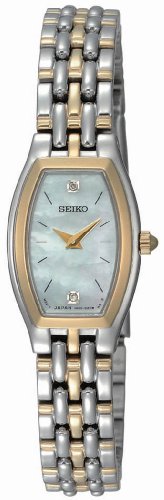 Seiko Women's SUJG16 Dress Two-Tone Solid Stainless-Steel Case and Bracelet 2 Diamonds White Mother-of-Pearl Dial Watch