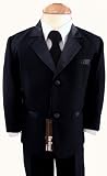 New Boys Usher with Tie Tuxedo Suit Tux Set Black From Baby to Teen (4T)