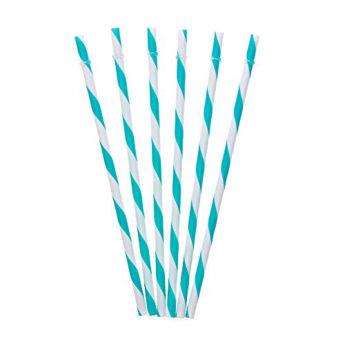 Dakoufish 12 Piece 9 Inch Reusable Plastic Thick Drinking Straws BPA Free Mason Jar Straws Big Stripe 10 Colors (teal)