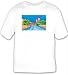 T-shirt with buildings, tree, Mexico, hills, greenery, mountain, river, plants, towers, bridge